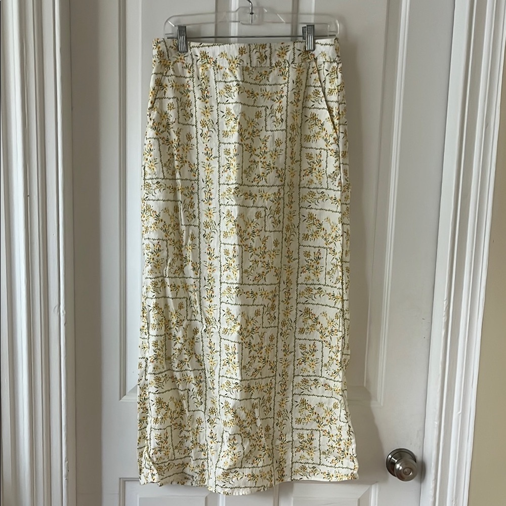 Joie Floral Print Linen Maxi Skirt